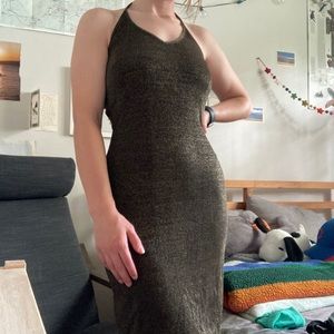 Sparkly gold/brown long bodycon dress